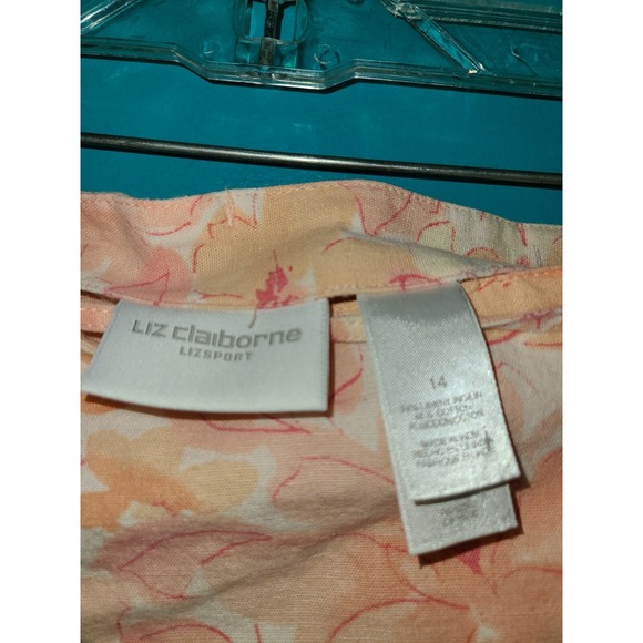 90s Liz Claiborne Linen Skirt SIZE 14? (Read Plz Orange Pink Floral Wrap Vintage - Picture 4 of 7